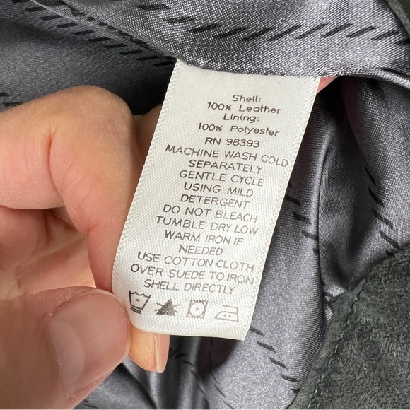 NEW 100% Genuine Suede Leather Dennis Basso Washable Leather Moto Jacket Small - Picture 9 of 11